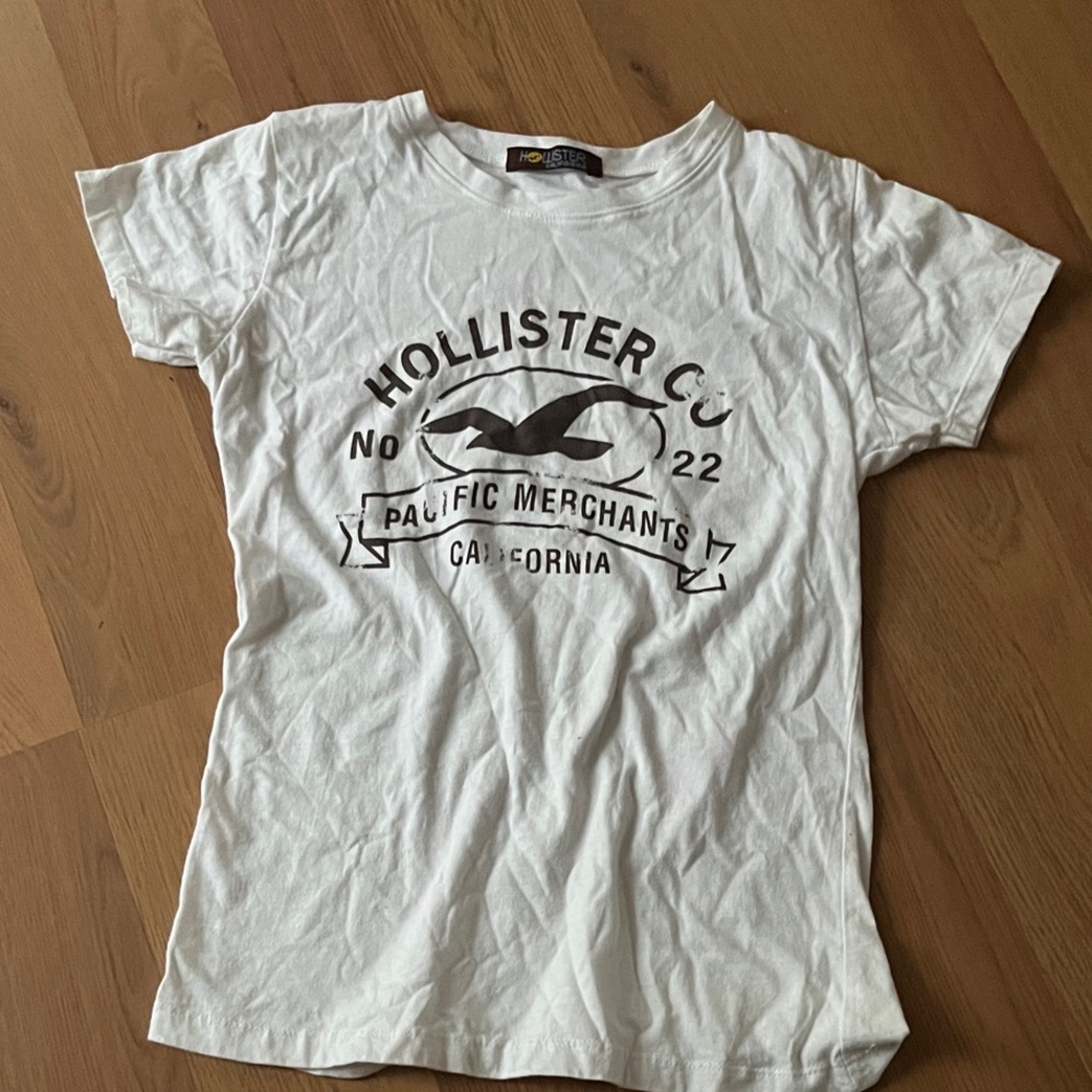 Vintage Hollister White Tee with Black Logo Print